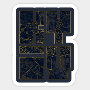 Kyiv, Ukraine City Map Typography - Gold Art Deco Sticker